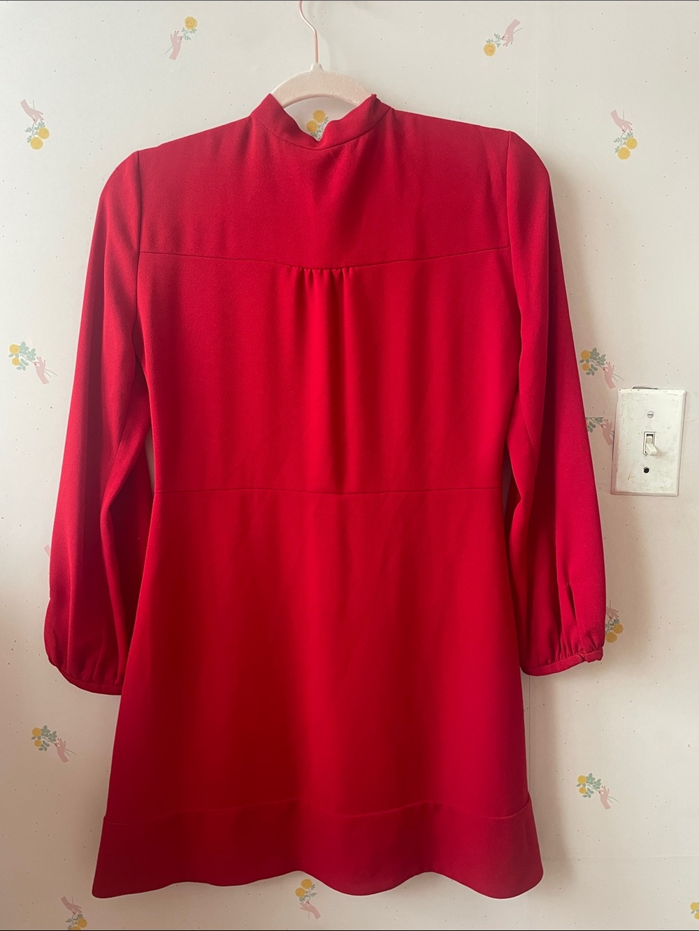 Zara Red Tie-Neck Long Sleeve Mini Dress - Picture 2 of 2